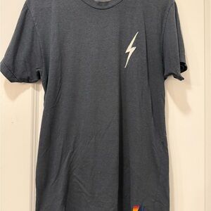 Aviator Nation Charcoal Graphic Tee with Lightning Bolt Size M